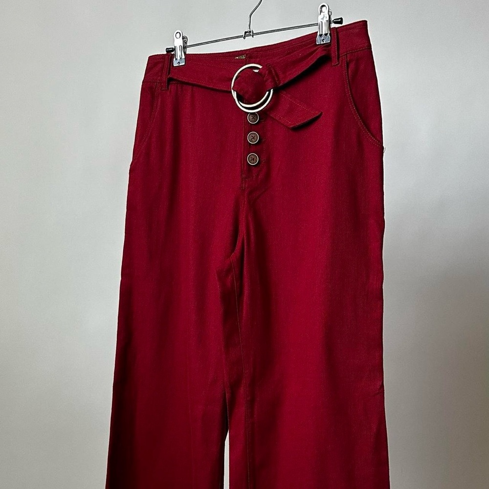 ANTHROPOLOGIE Wide-Leg Red Pants Lightweight High Waist Trousers Size-6 - Picture 8 of 14